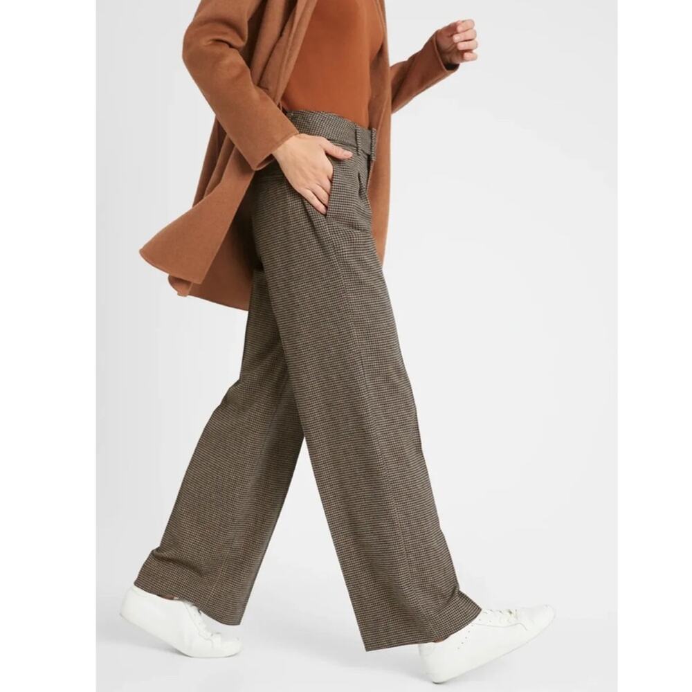 Banana Republic Wool Blend Plaid Wide Leg Flannel Pant Size 4